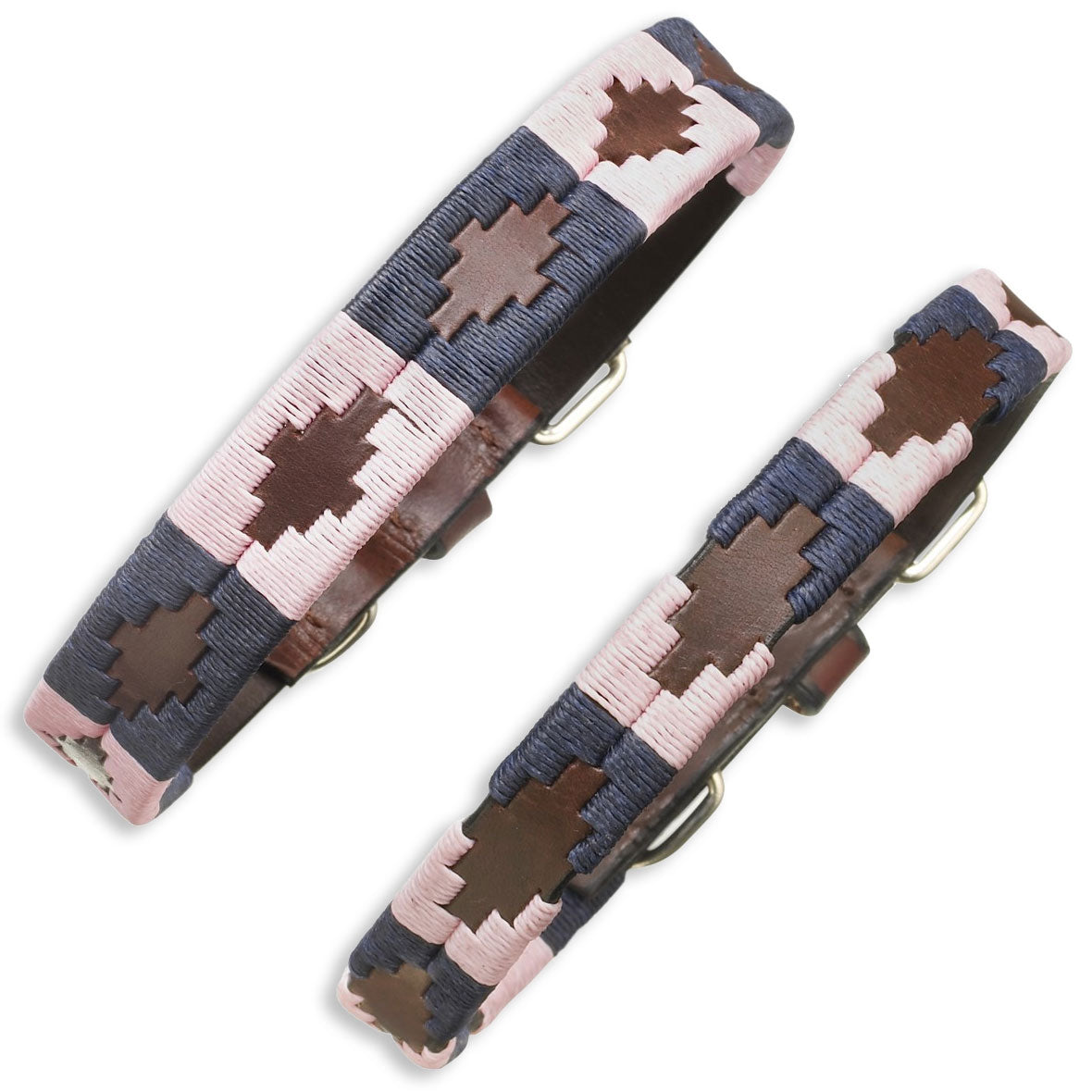 Pampeano Hermoso Leather Dog Collar | Pink Blue Brown