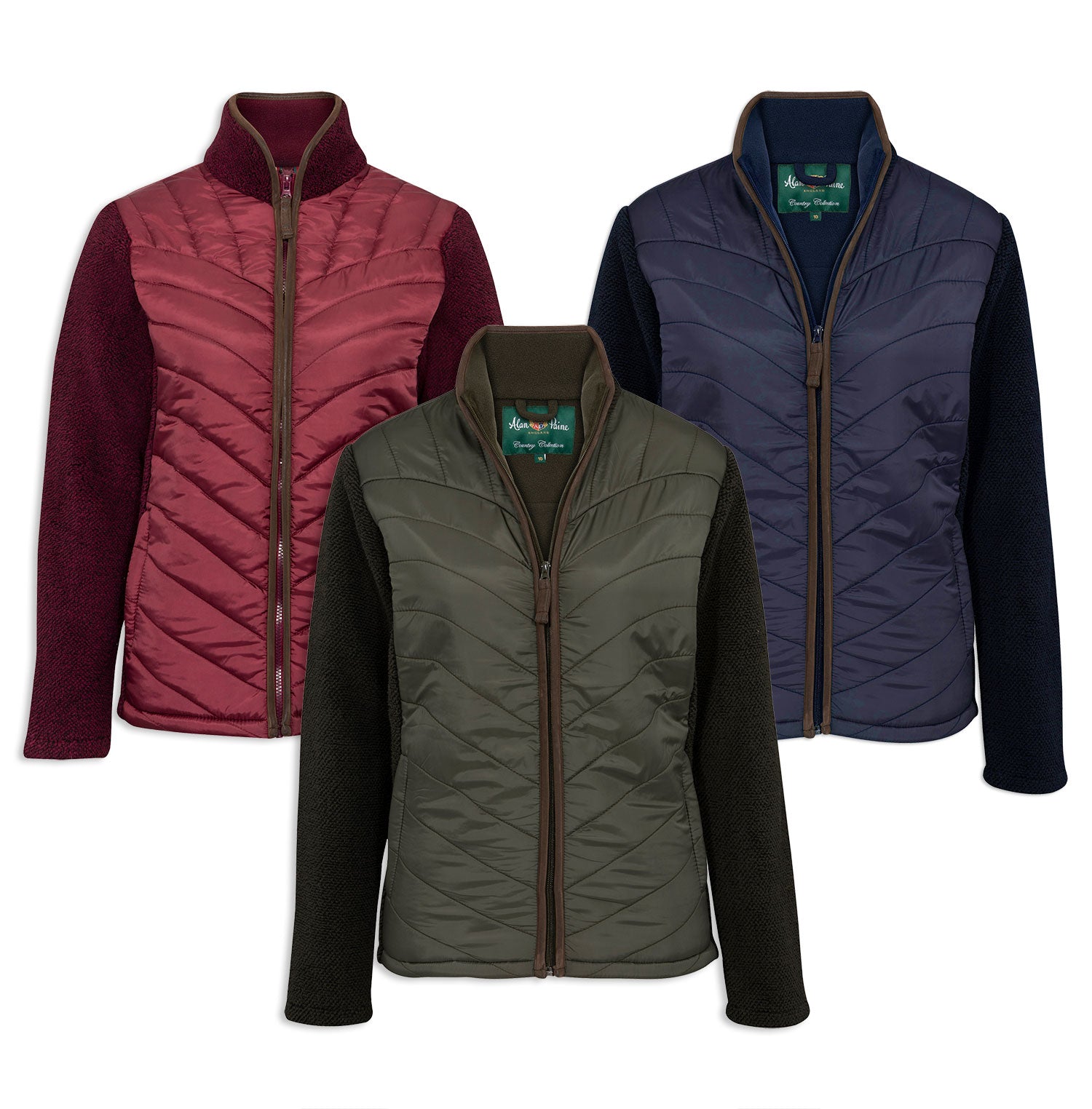 Alan Paine Ladies Highshore Quilted Jacket | Green, Navy, Bordeaux