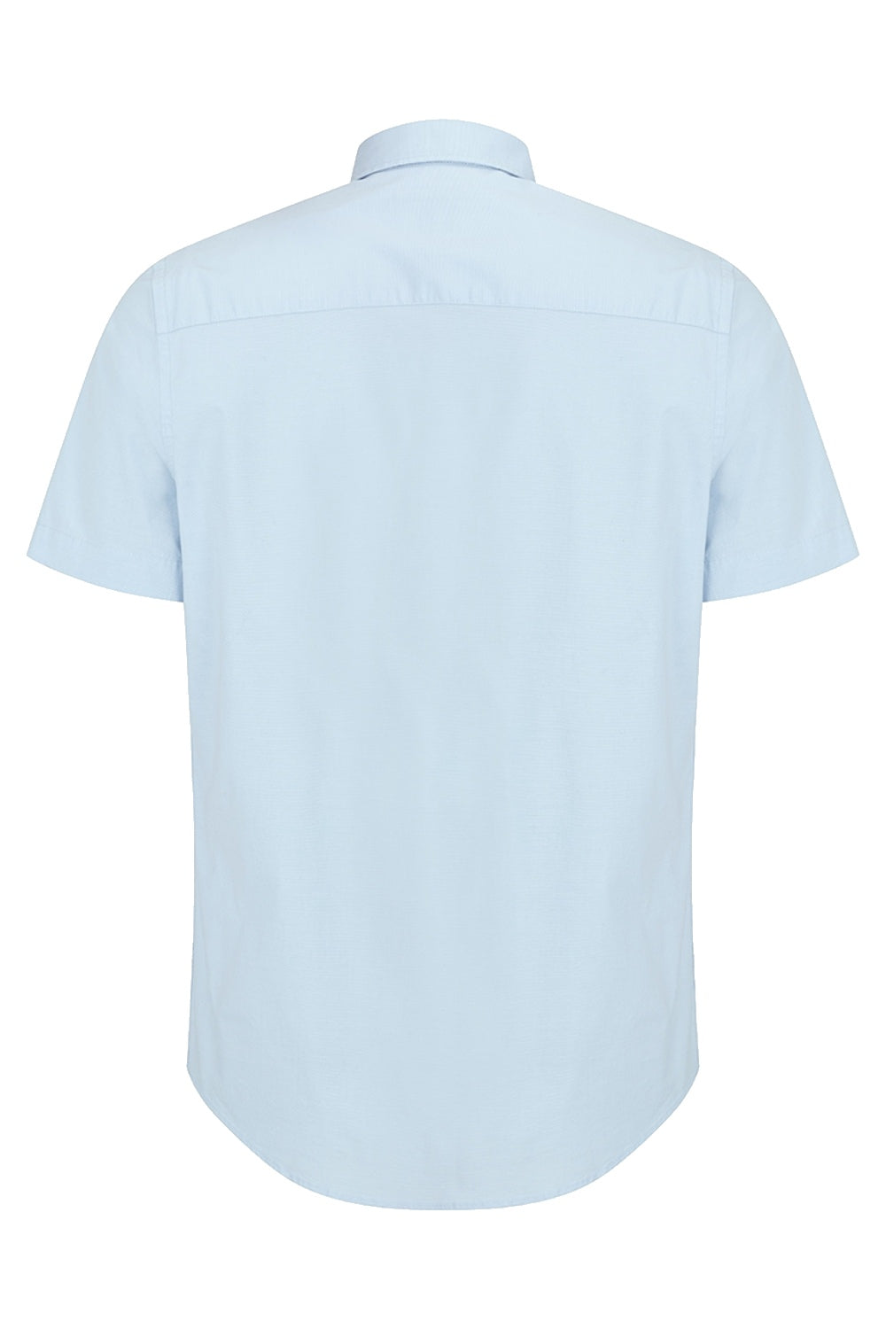 Hoggs of Fife Tolsta Short Sleeve Cotton Stretch Plain Shirt in Blue 