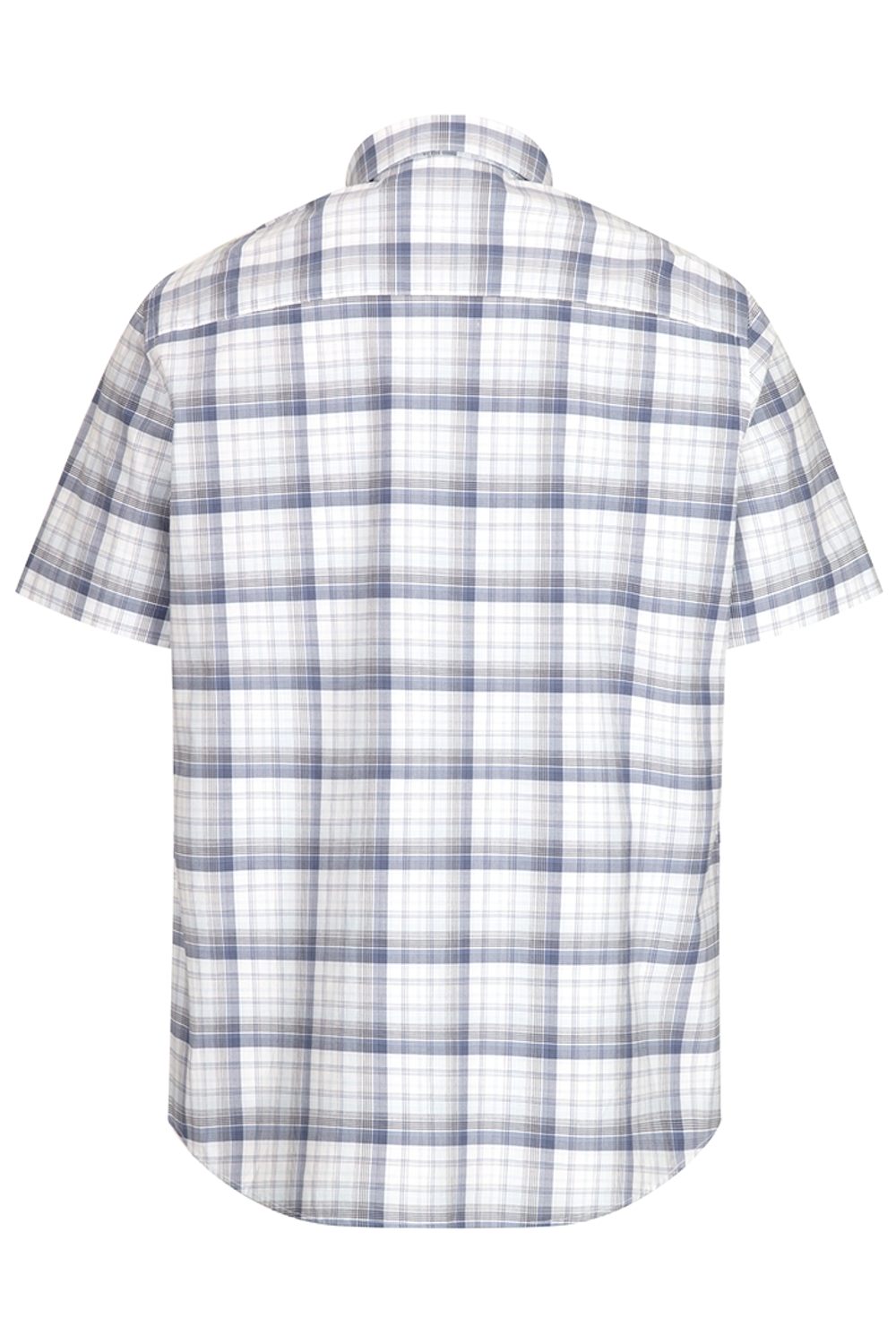Hoggs Of Fife Tresness Short Sleeve Cotton Stretch Check Shirt in Blue Check 