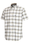 Hoggs Of Fife Tresness Short Sleeve Cotton Stretch Check Shirt in Olive Check #colour_olive-check