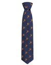 Hoggs of Fife 100% Silk Woven Tie Pheasants Boxed in Navy #colour_navy
