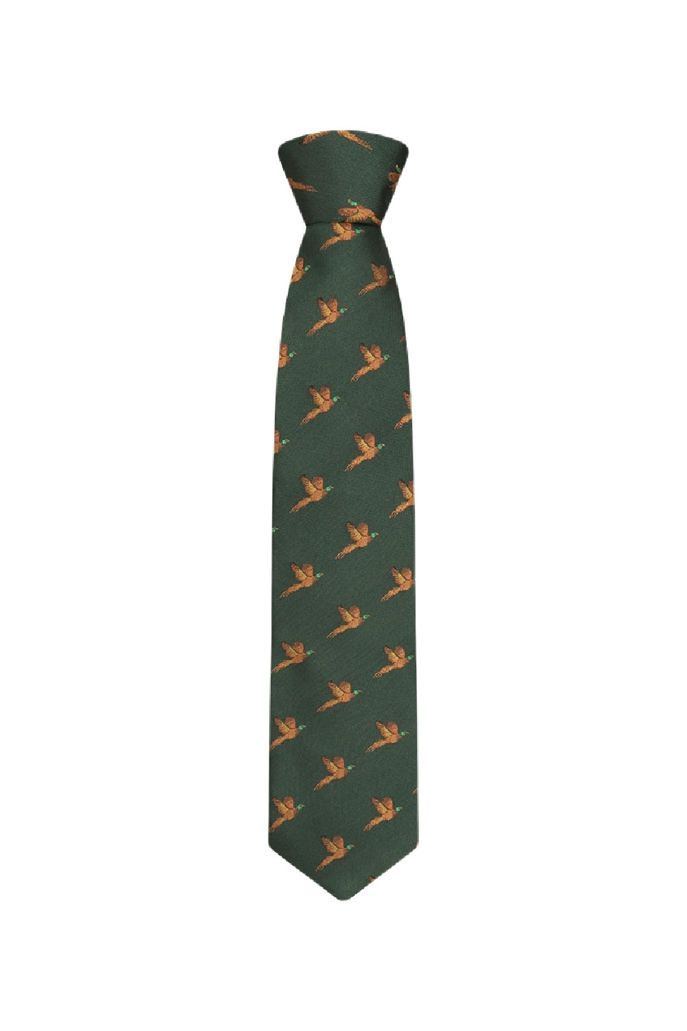 Hoggs of Fife 100% Silk Woven Tie Pheasants Boxed in Green 