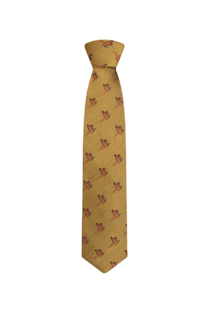 Hoggs of Fife 100% Silk Woven Tie Pheasants Boxed in Gold 