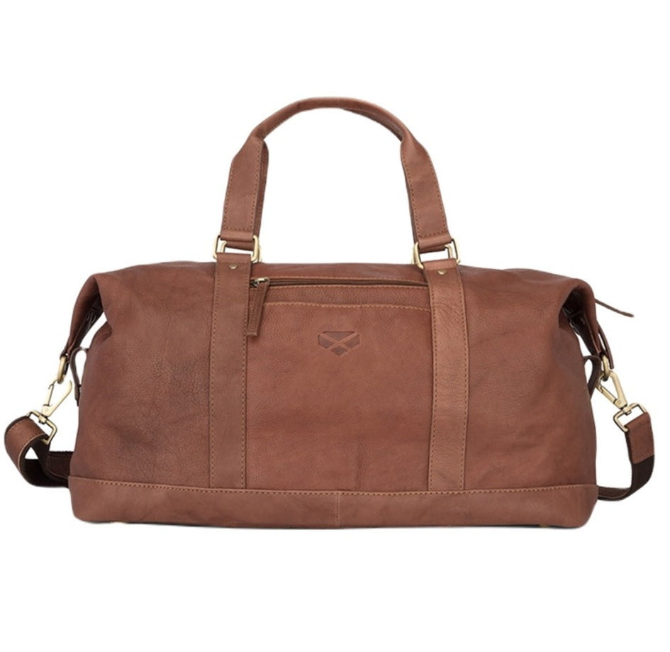 Hoggs of Fife Monarch Leather Carryon Holdall in Hazelnut 