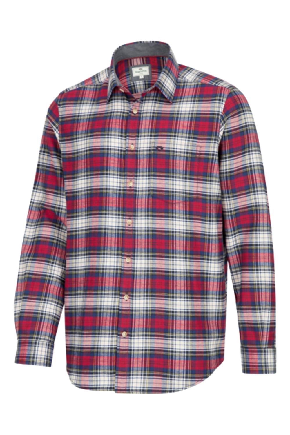 Hoggs of Fife Pitscottie Flannel Shirt in Red Tartan Check 
