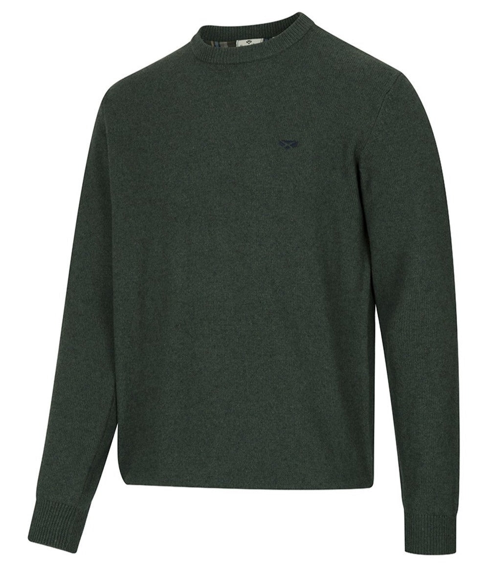 Hoggs of Fife Stonehaven Crewneck Cable Pullover in Pine 