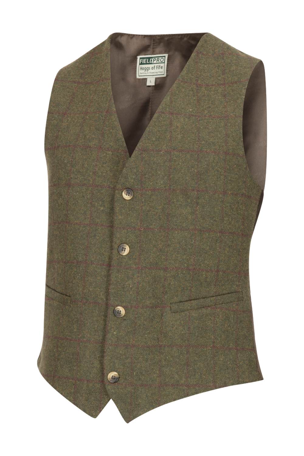 Hoggs of Fife Tummel Tweed Dress Waistcoat- Olive/Wine