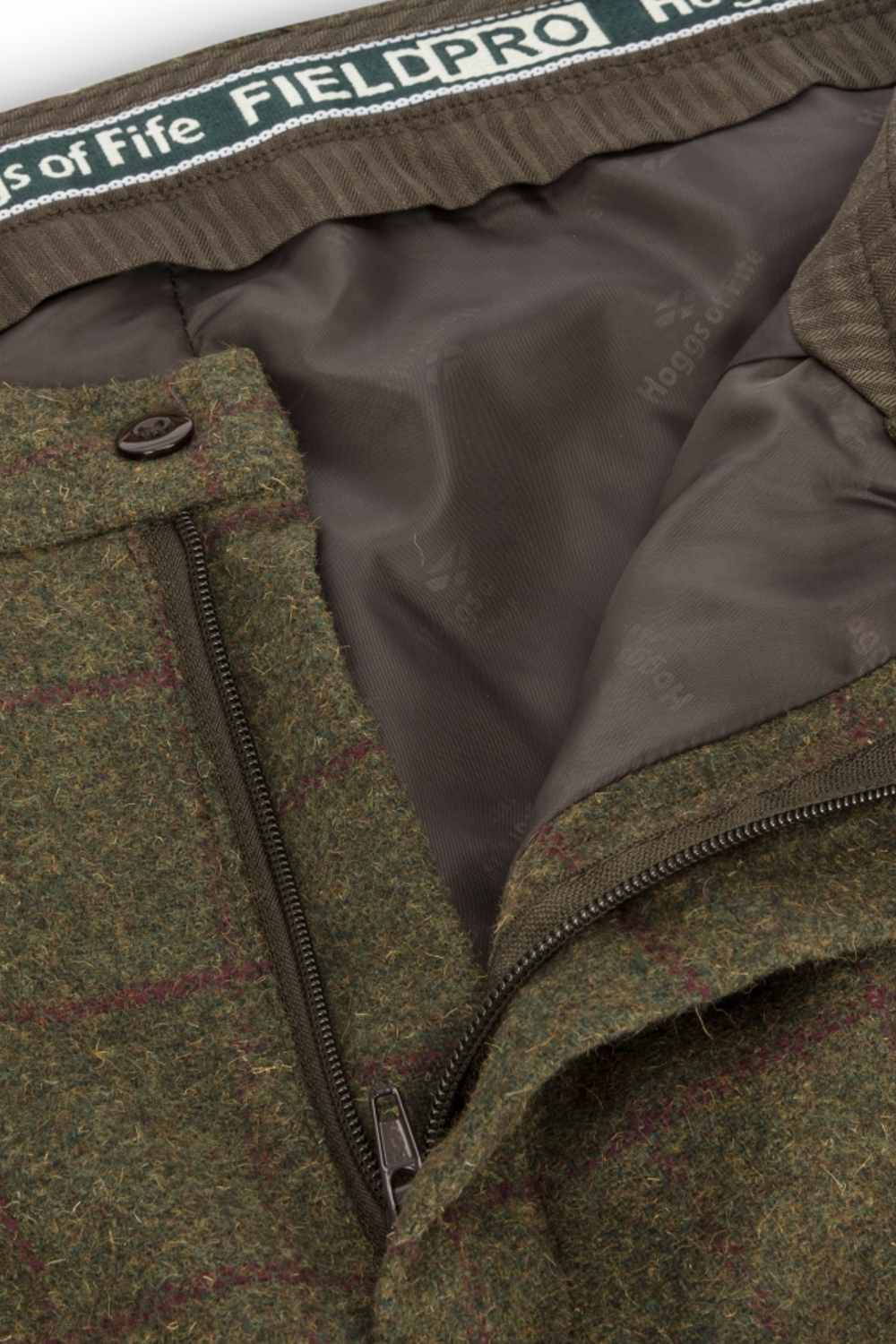 Hoggs of Fife Tummel Tweed Field Breeks in Olive and Merlot