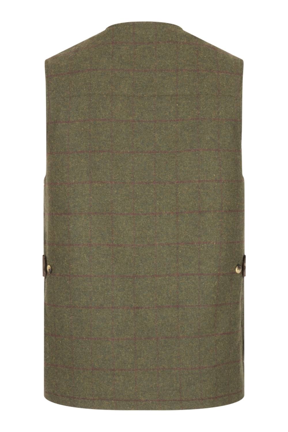 Hoggs of Fife Tummel Tweed Field Waistcoat in Olive/Wine