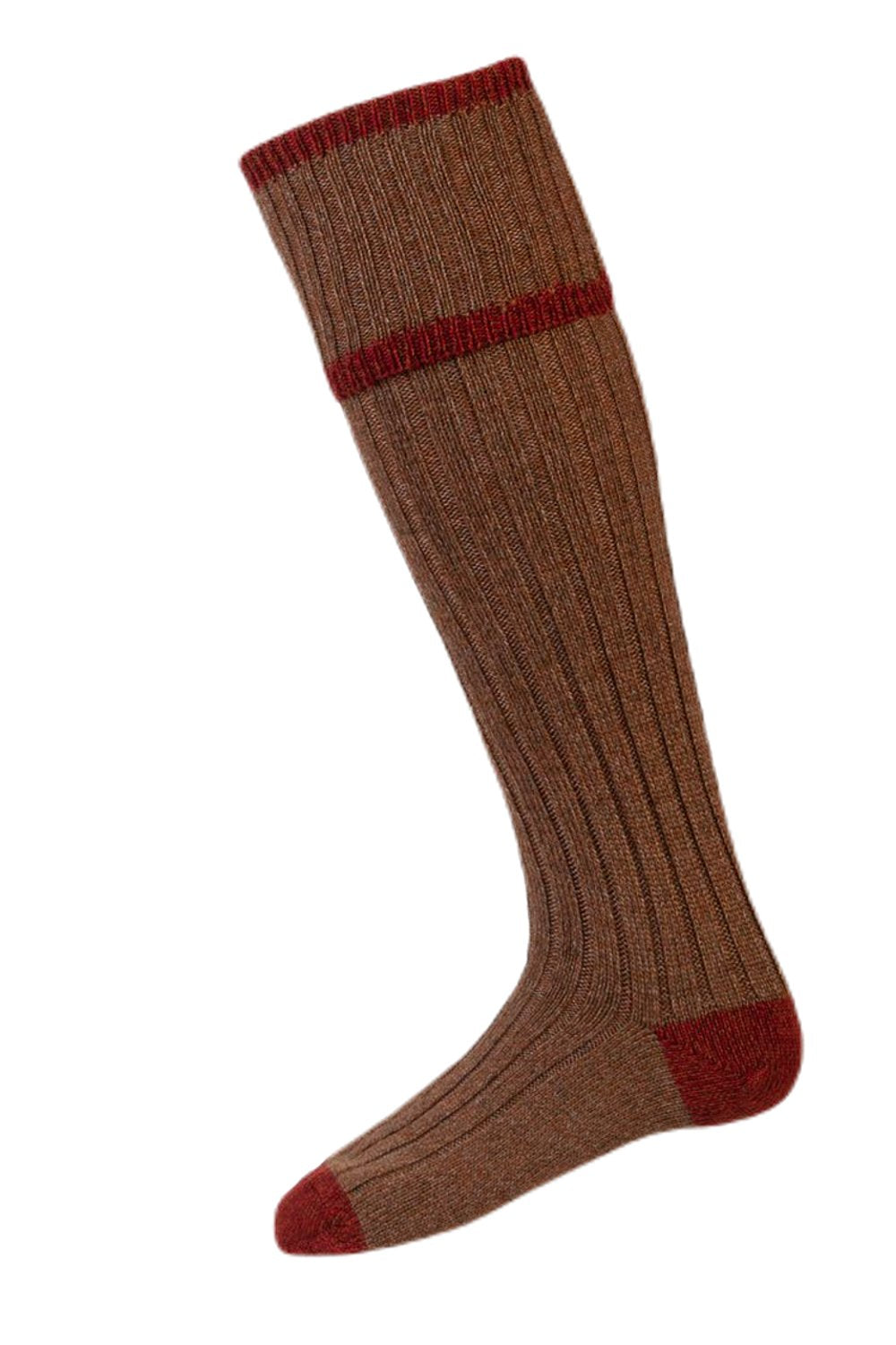 House Of Cheviot Kyle Socks In Hazelnut/Roseship 