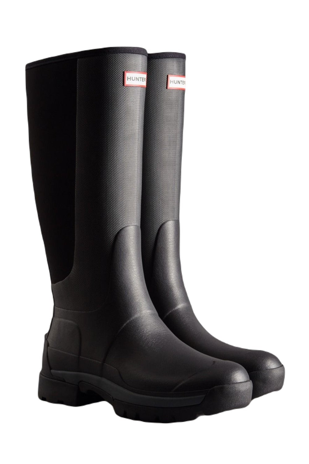 Hunter Mens Balmoral Hybrid Tall Wellington Boots In Black 
