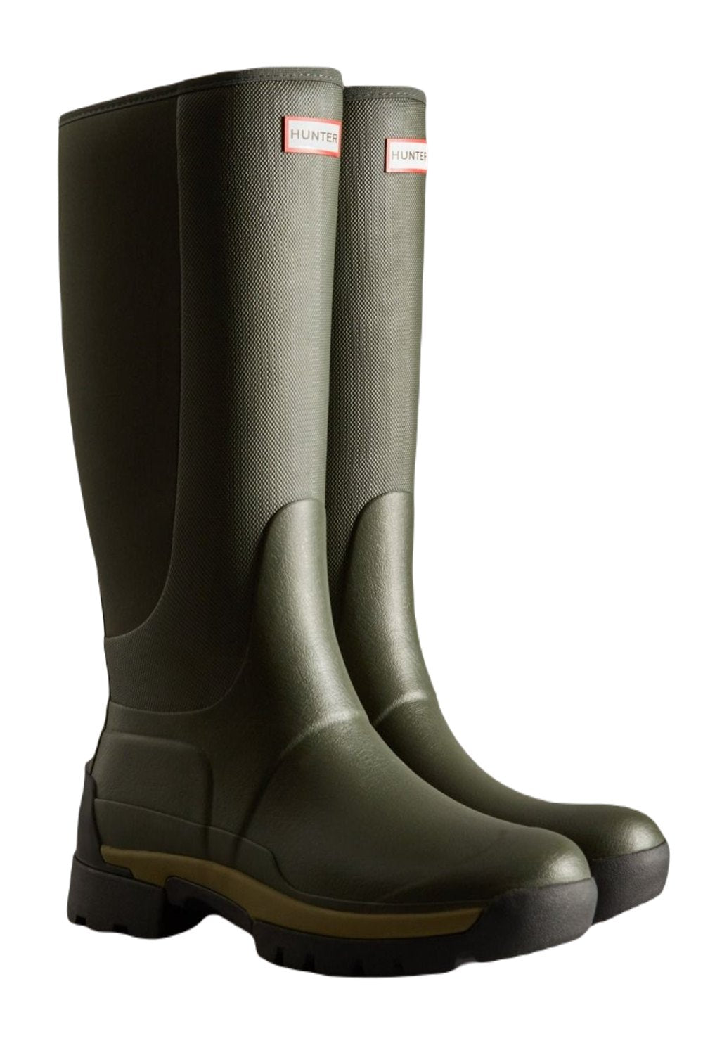 Hunter Mens Balmoral Hybrid Tall Wellington Boots In Dark Olive 