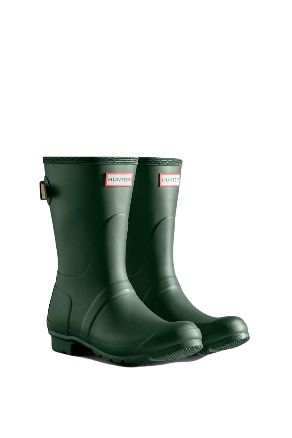 Hunter Womens Originals Short Back Adjustable Wellington Boots in Hunter Green 