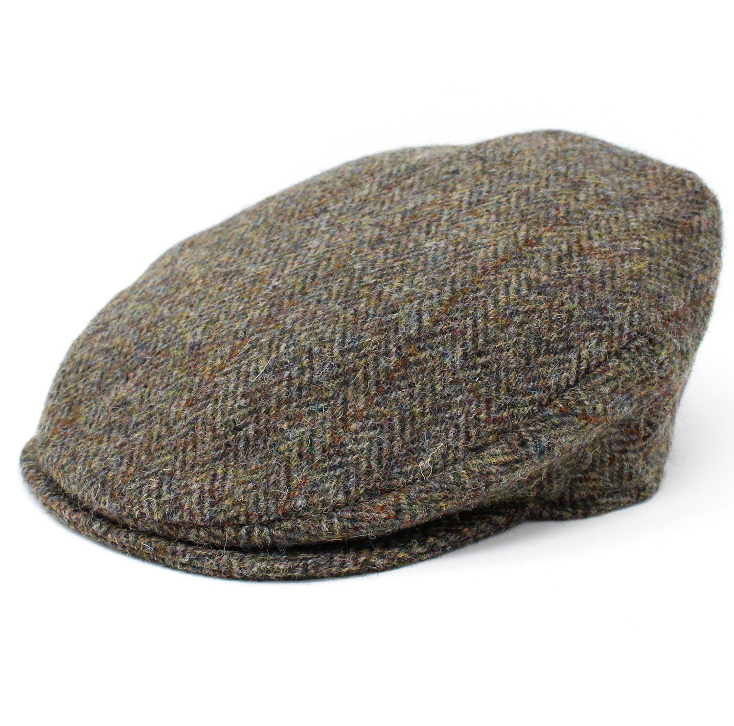 Hanna Vintage Tweed Cap | Green Herringbone with Check