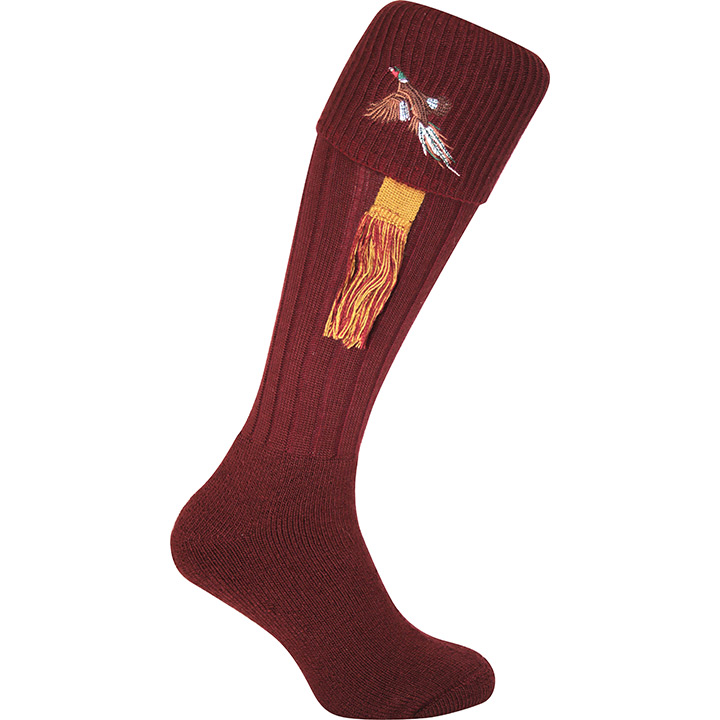 Jack Pyke Shooting Socks Pheasant in Burgundy 