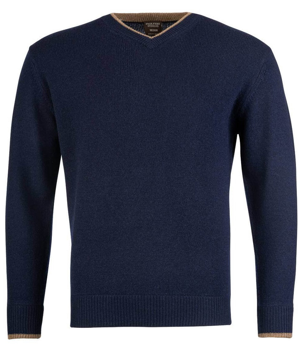 Jack Pyke Ashcombe 100% Lambswool V-Neck in Navy 