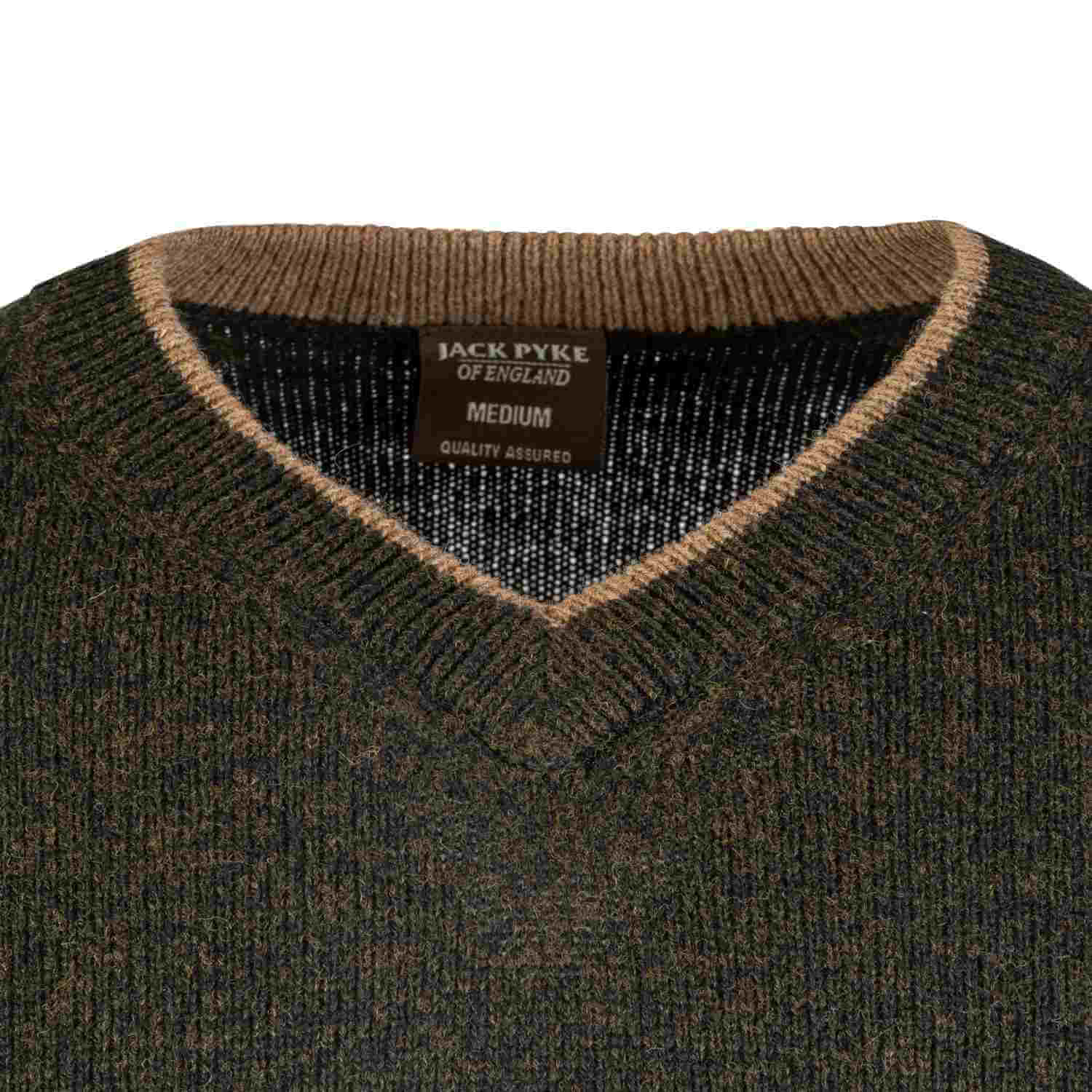 Jack Pyke Ashcombe 100% Lambswool V-Neck in Dark Olive 