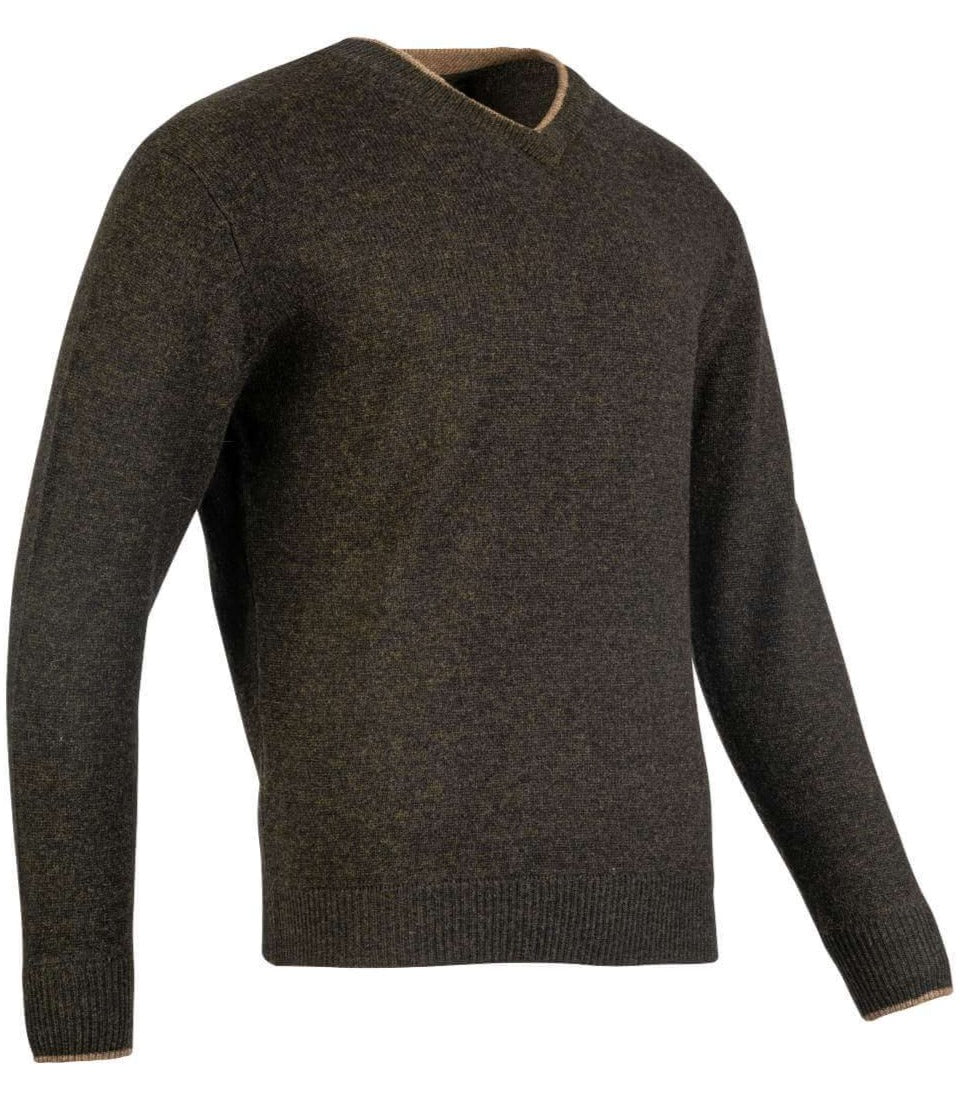 Jack Pyke Ashcombe 100% Lambswool V-Neck in Dark Olive 