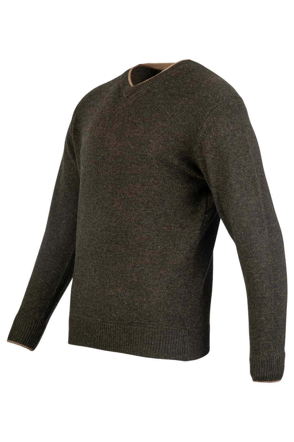 Jack Pyke Ashcombe 100% Lambswool V-Neck in Dark Olive 