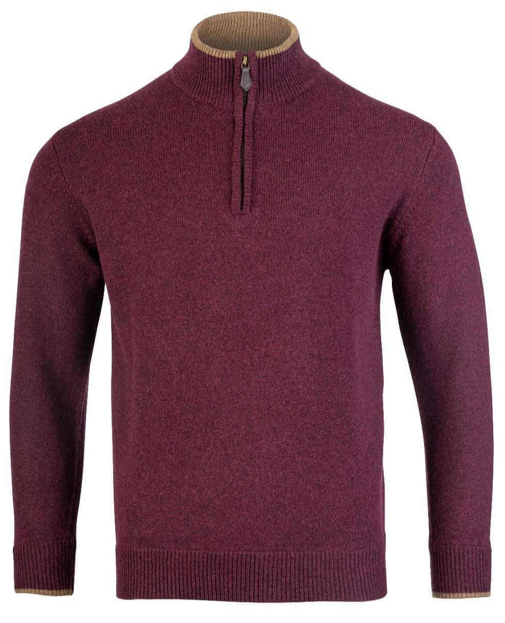 Jack Pyke Ashcombe Lambswool Zip Knit Pullover- Plum 