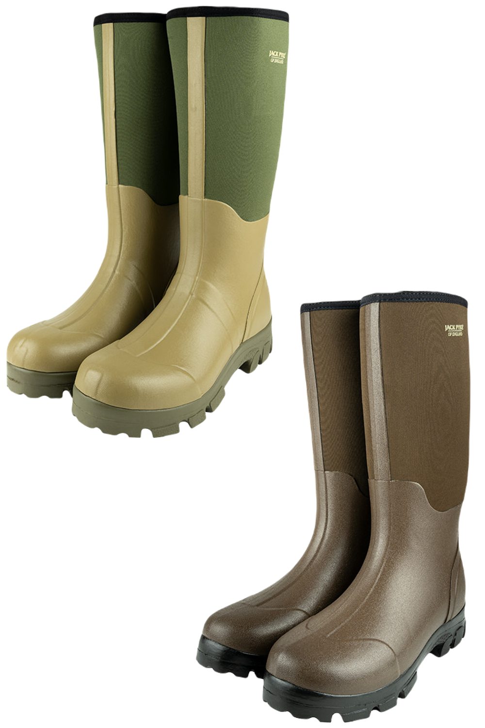 Jack Pyke Ashcombe Neoprene Wellington Boots in Green and Brown 