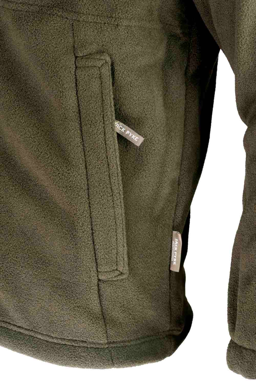 Pocket Detail  Zipper pull Jack Pyke Countryman Fleece Jacket- Dark Olive 