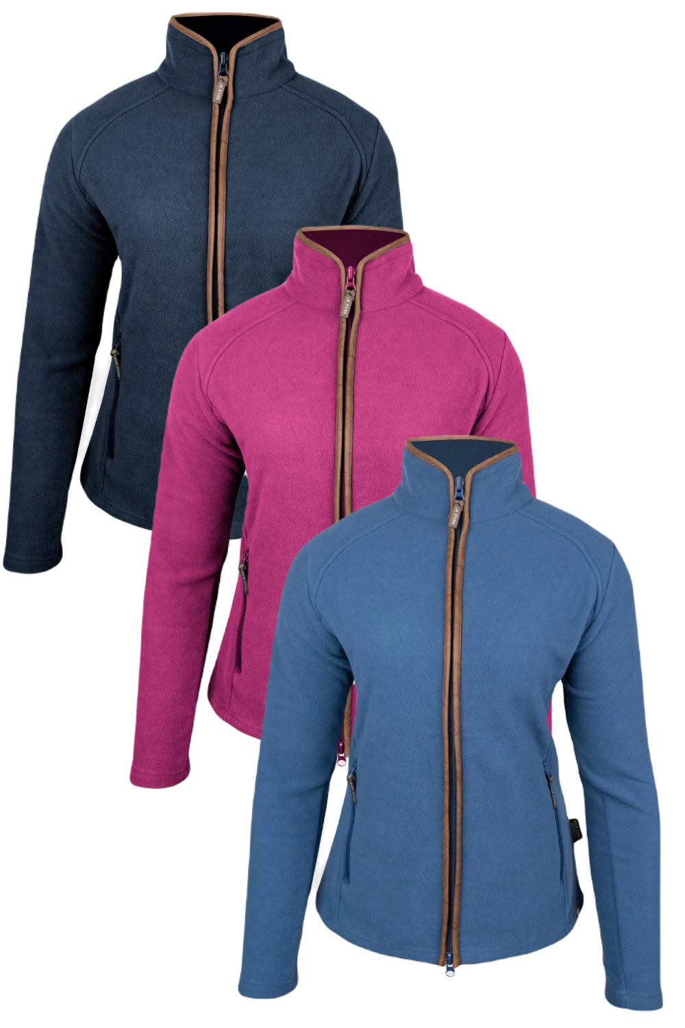 Jack Pyke Ladies Fleece Jacket In Navy, Roselle and Denim 