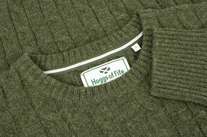 Jedburgh Crew Neck Cable Pullover in Thyme 