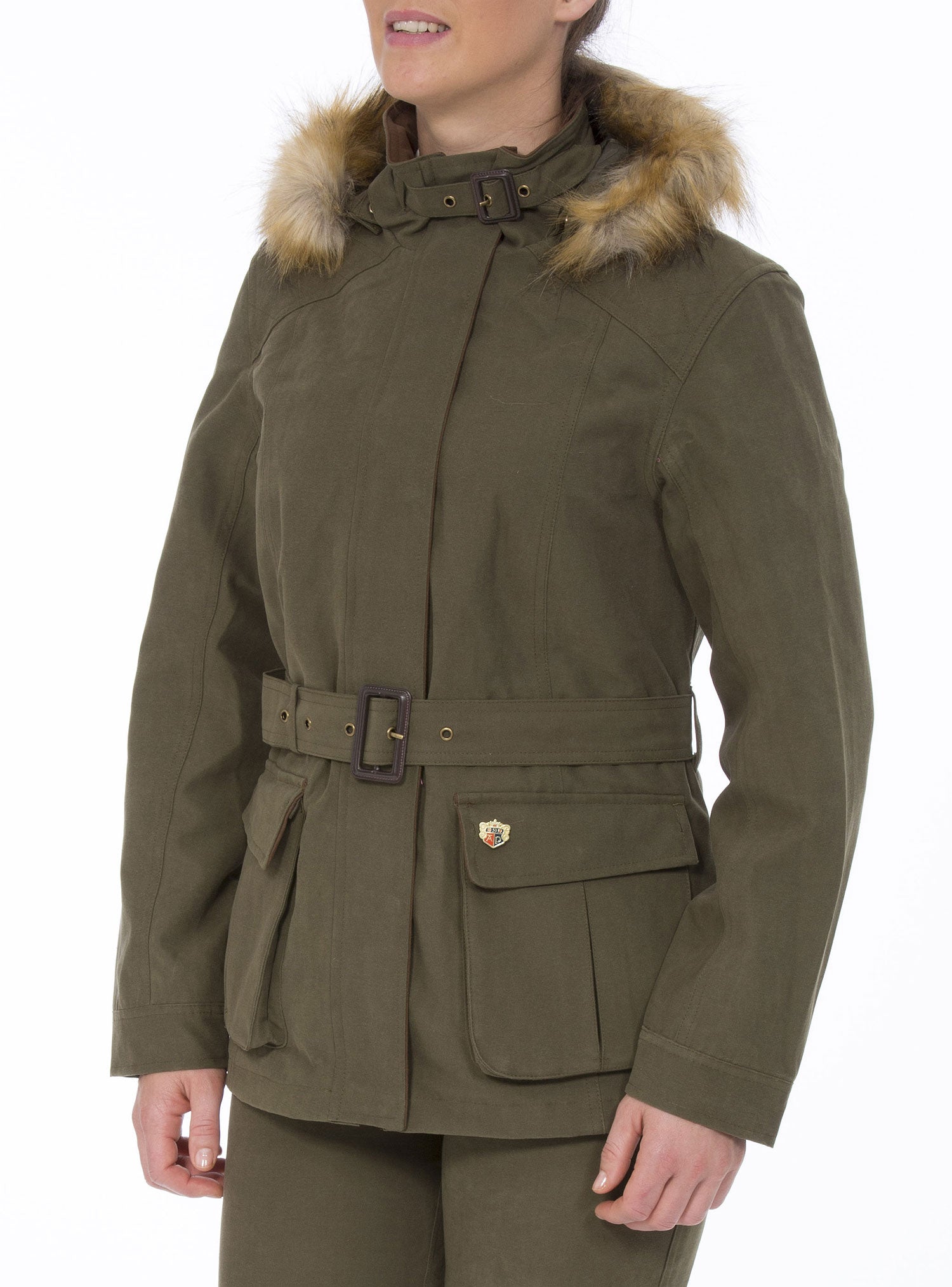 with neck closed Alan Paine Berwick Jacket with Faux Fur Trim 