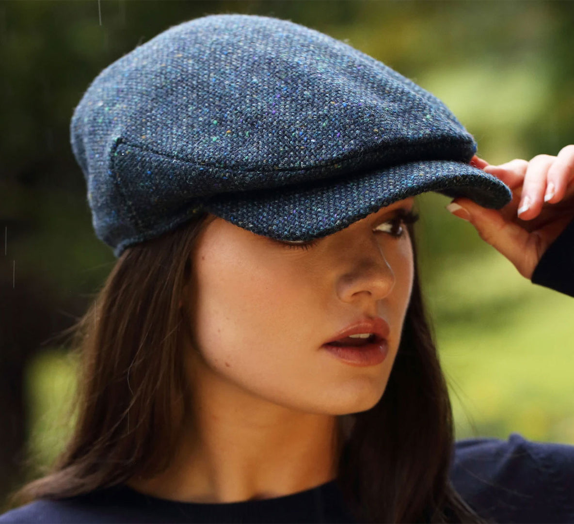 Navy Full Body Tweed Cap by Hanna Hats of Donegal