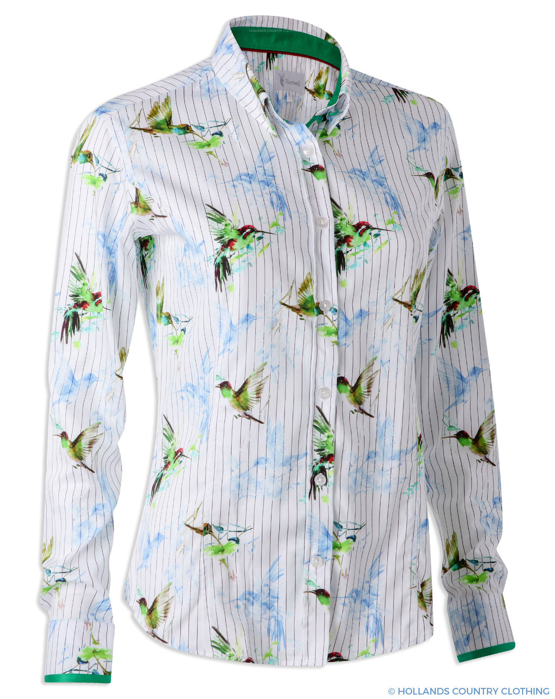 Hartwell Layla Cotton Shirt | Hummingbird Stripe Green 