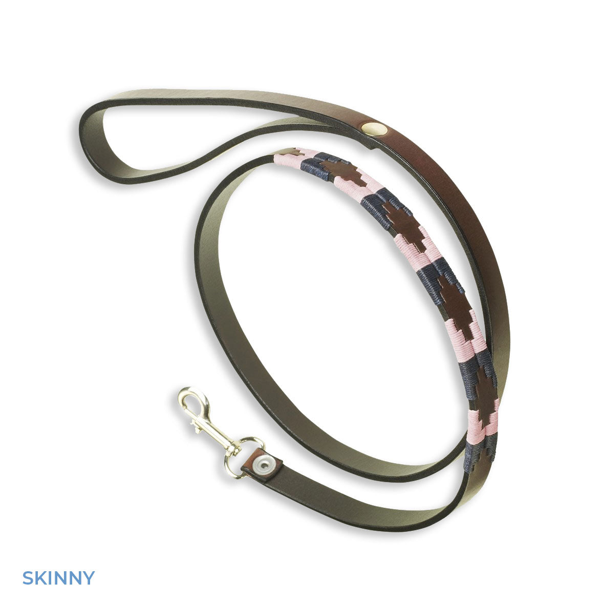 Skinny pink blue brown leather polo belt