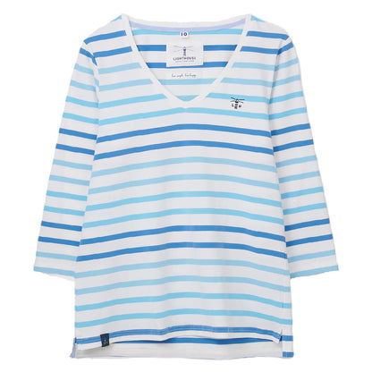 Lighthouse Ariana Ladies Top In Blue Stripe 