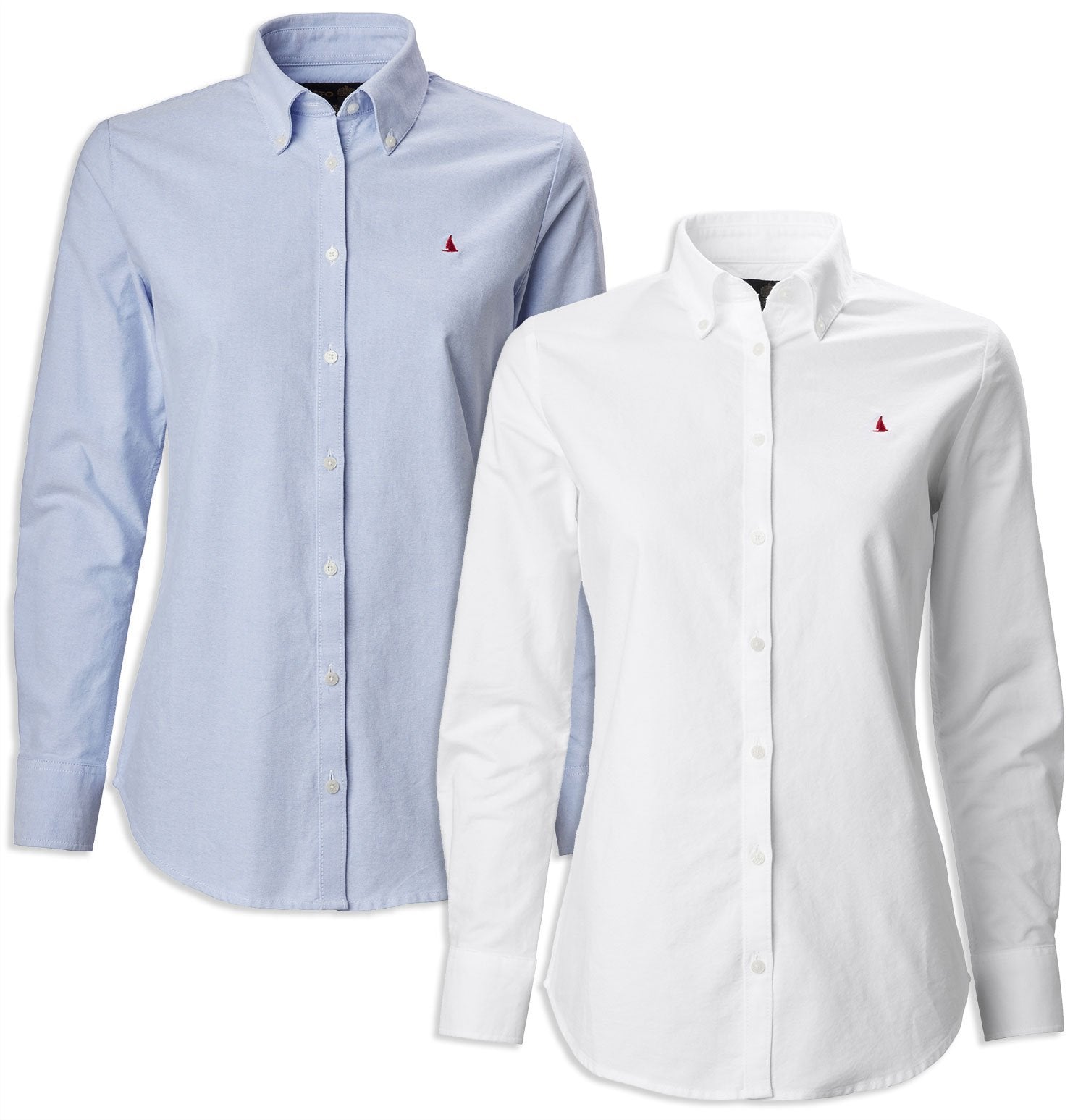 Musto Ladies Oxford Long Sleeve Shirt | Bright White, Pale Blue 