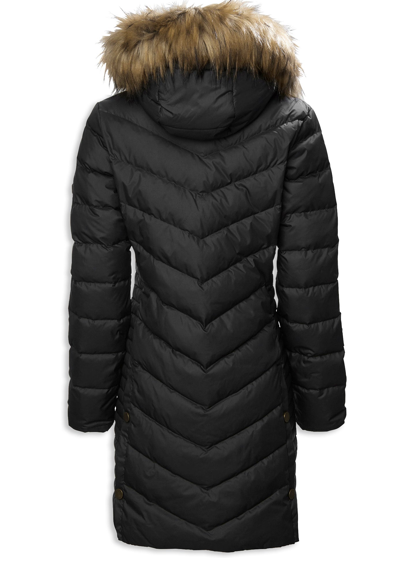 Quilted down jacket in chevron pattern