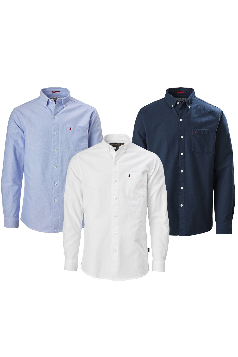 Musto Aiden Long Sleeve Oxford Shirt in Pale Blue, White and Navy