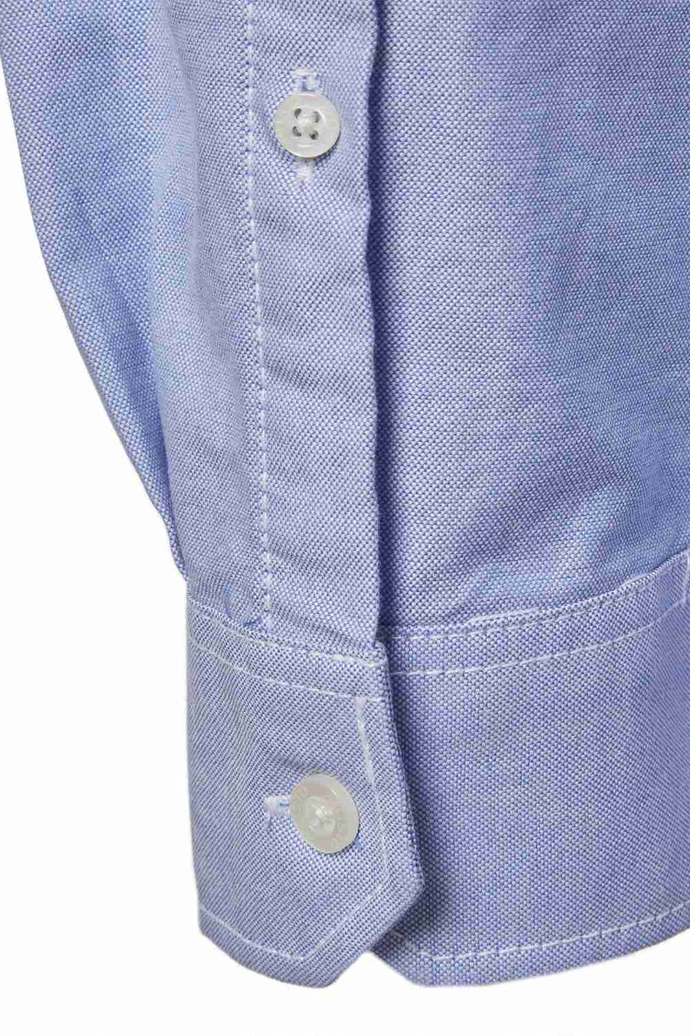Musto Aiden Long Sleeve Oxford Shirt showing the pale blue sleeve end and cuff