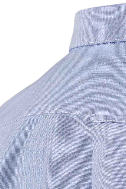 Musto Aiden Long Sleeve Oxford Shirt showing the collar in Pale Blue from the back 