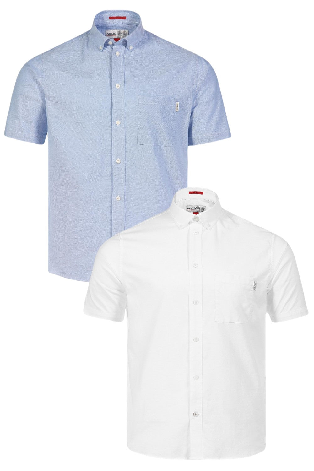 Musto Men Essential Short Sleeve Oxford Shirt In Pale Blue and White