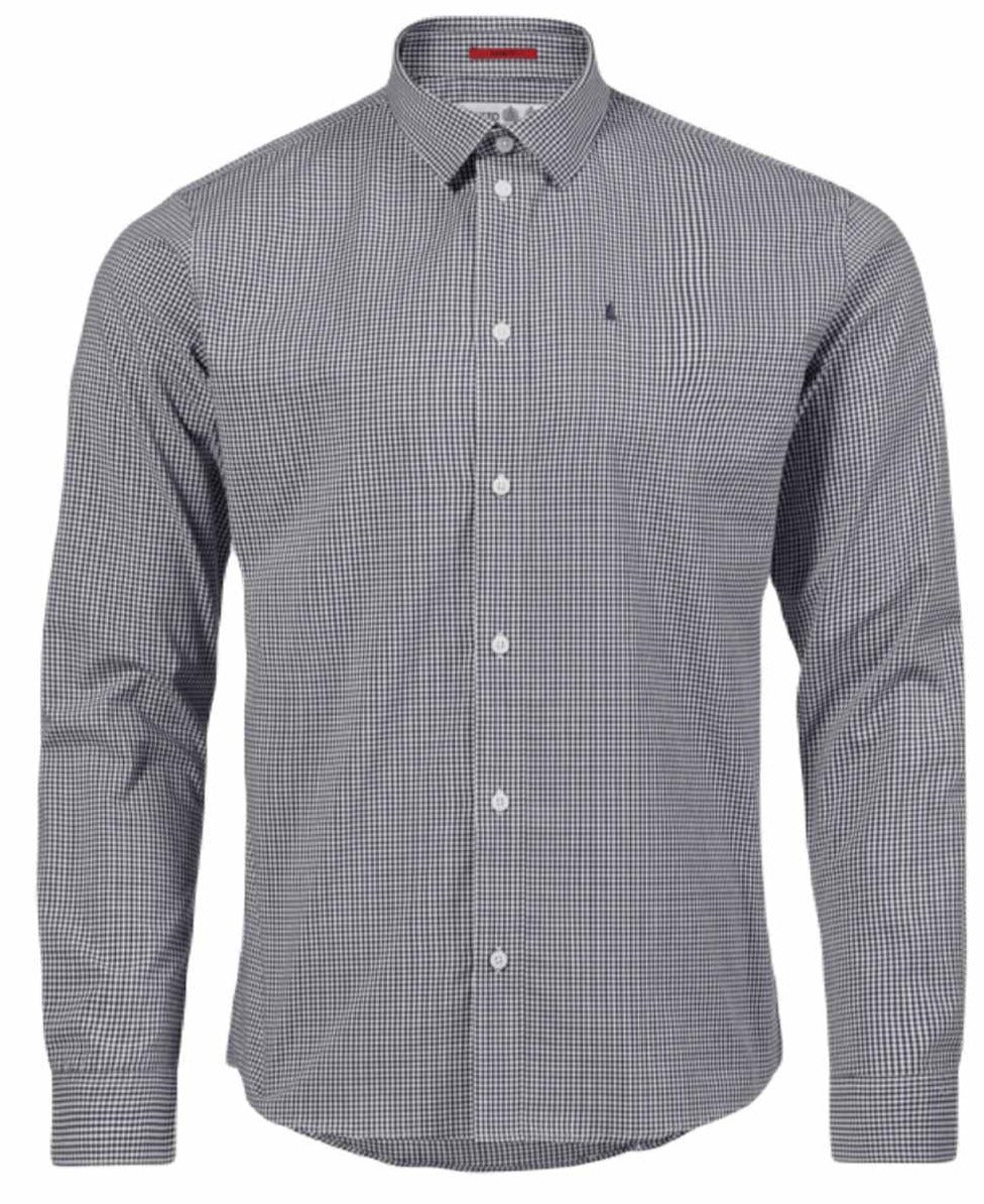 Musto Mens Sardinia Micro Gingham Shirt In Navy/White 