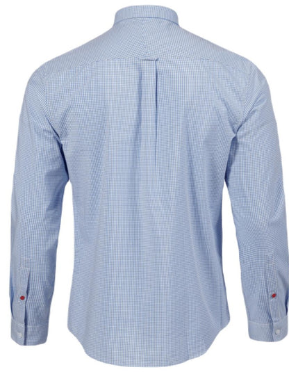 Musto Mens Sardinia Micro Gingham Shirt In Pale Blue/White 
