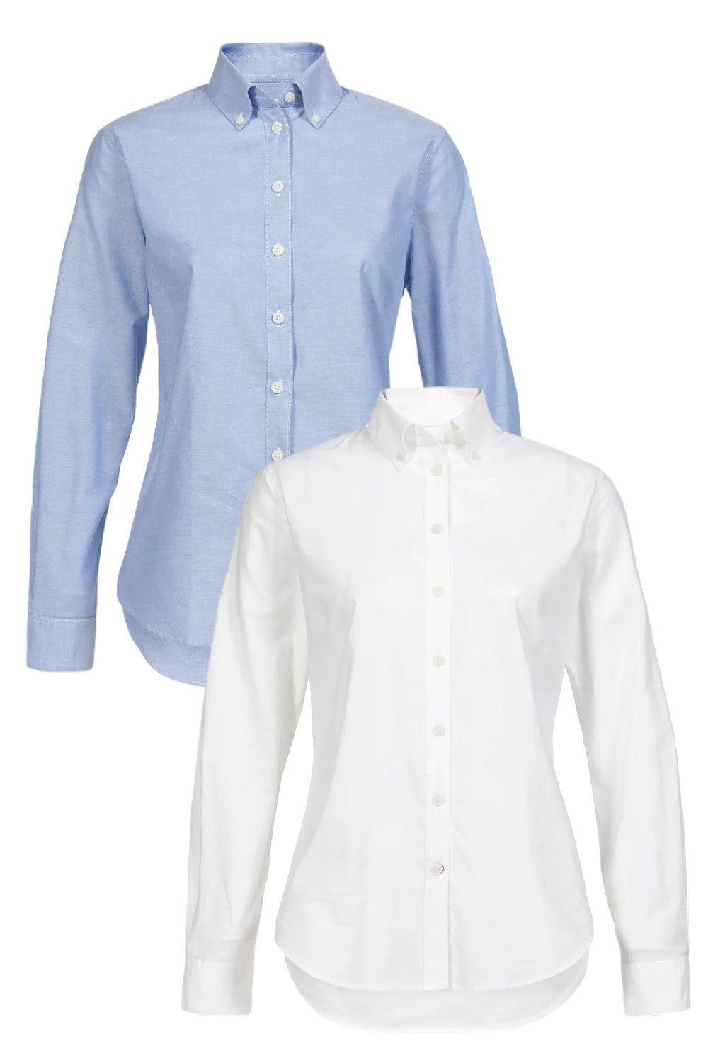 Musto Womens Essential Long Sleeve Oxford Shirt In Pale Blue and White 