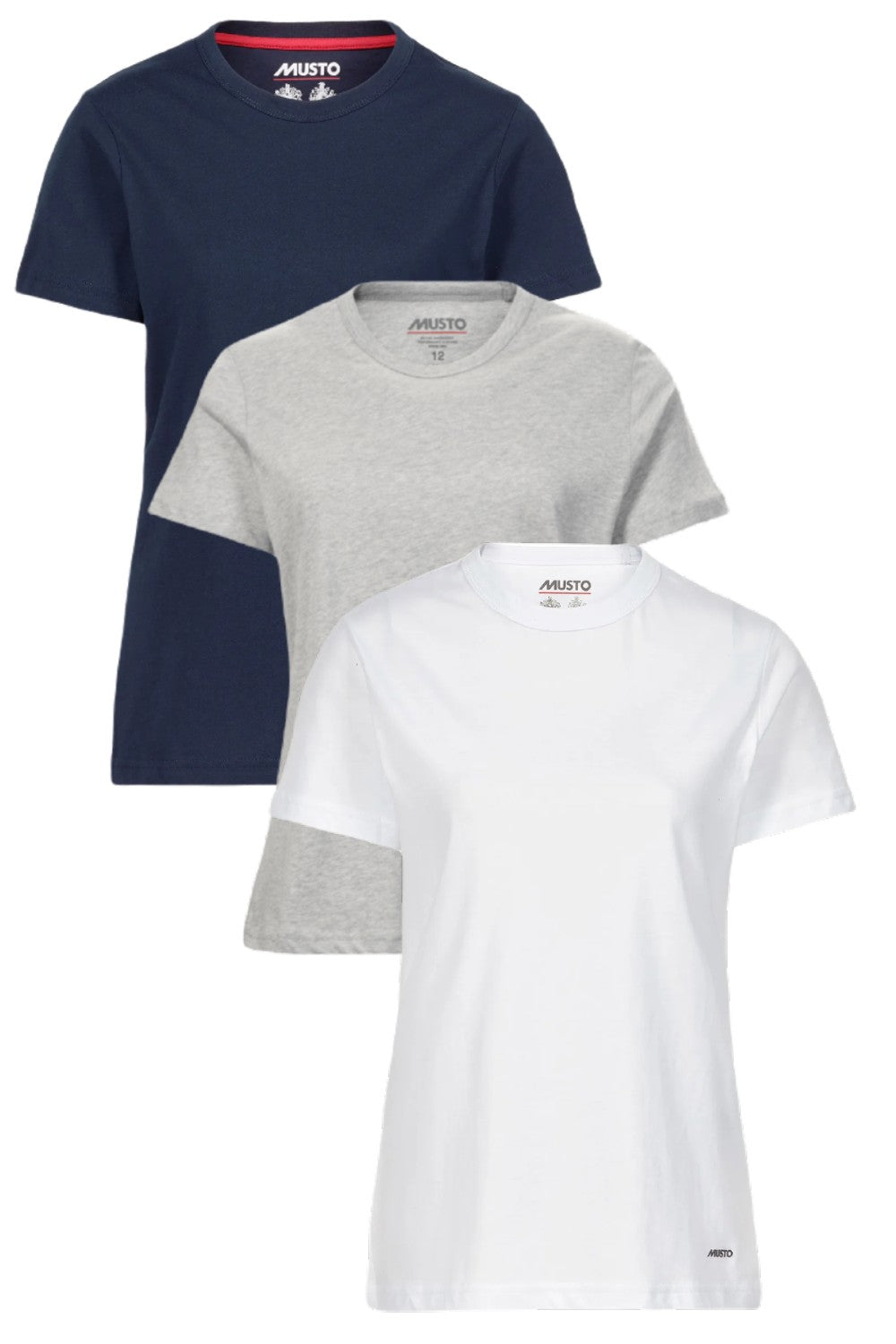 Musto Womens Essentials T-Shirt In Navy, Grey Melange and White 