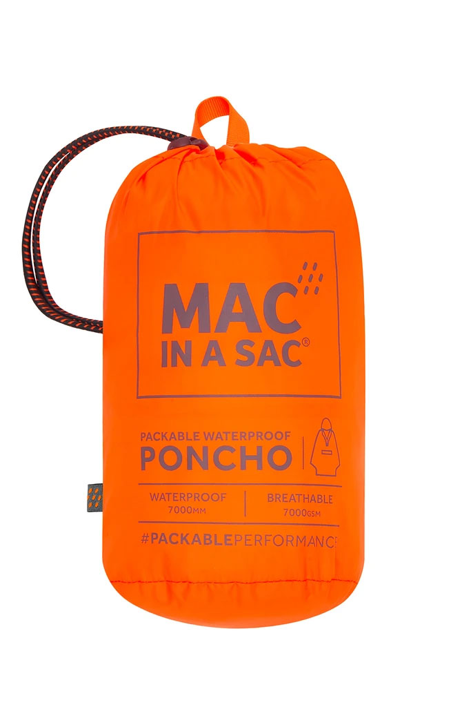 Orange Neon Blue Pac a sac Poncho