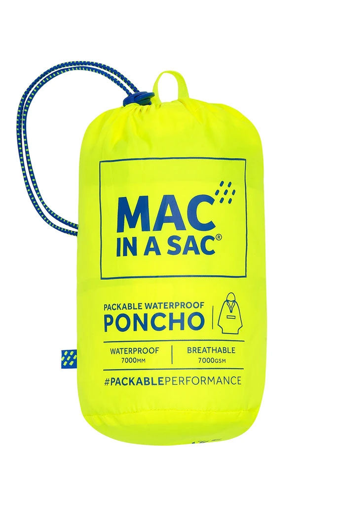 Yellow Neon Blue Pac a sac Poncho