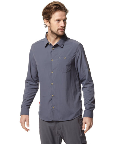 Ombre Blue travel shirt with insect repellent