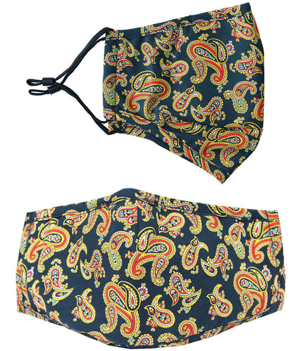 Gold and Navy Pheasants Reusable Face Mask