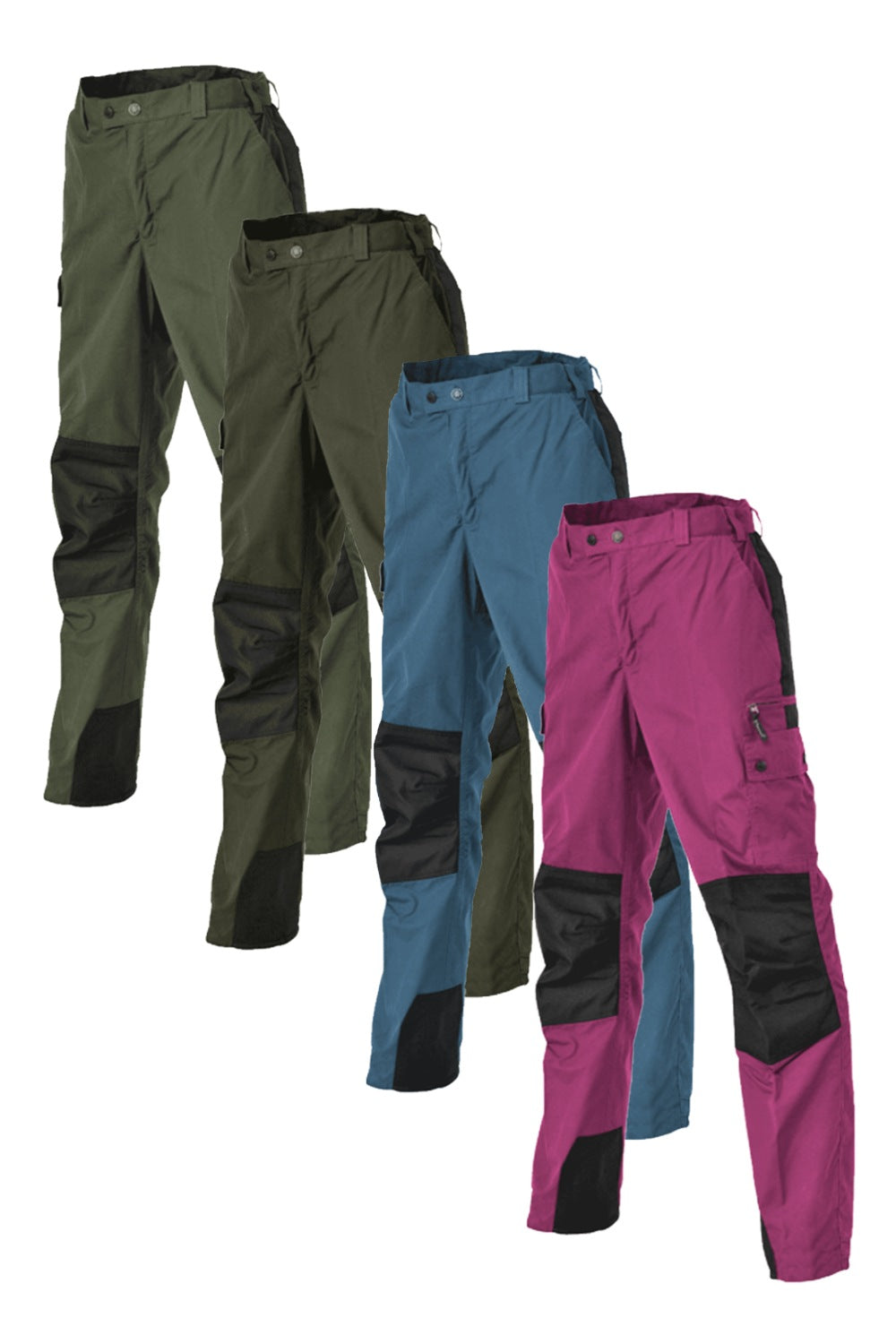 Pinewood Childrens Lappland Trousers in Mid Green/Black, Mossgree/Black, Steelblue/Black, Rusty Pink/Black