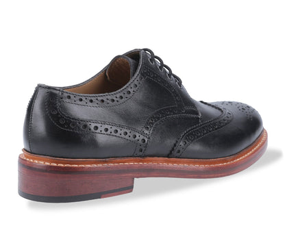 Black all leather brogue country shoe